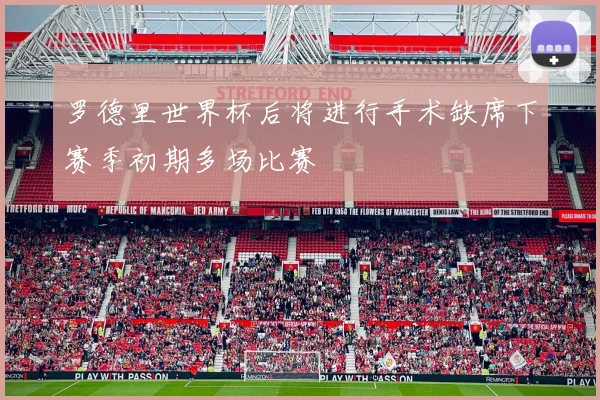 罗德里世界杯后将进行手术缺席下赛季初期多场比赛
